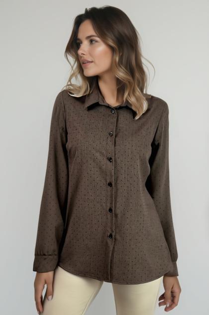 BENACO - Shirt with tone-on-tone rhinestone applications