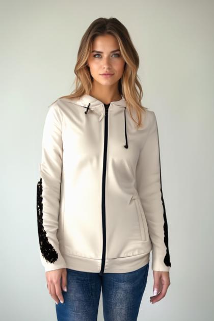BENACO - Hoodie with velvet detail and sequins