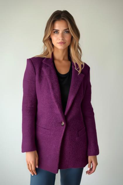 BENACO - Boiled wool jacket, deep plum